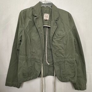 Y2K '06 Old Navy Olive Green Cotton Canvas Utility Blazer Jacket Womens L Cargo